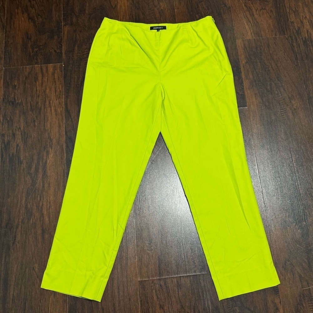 Lafayette 148 New York Lime Green Cropped Bleecker High Rise Ankle Pants Size 8